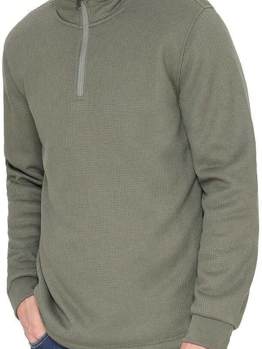 BC Clothing Mens Bonded Fleece Lined Body Lined Quarter Zip, Green Size M